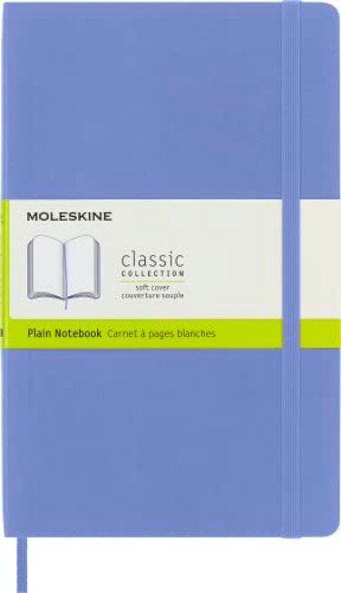 Moleskine Classic Notebook Soft Cover Large 5 x 825 PlainBlank Hydrangea Blue 192 pages