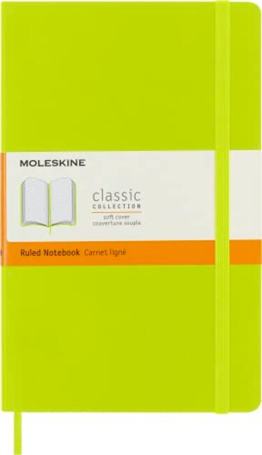 Moleskine Classic Notebook Soft Cover Large 5 x 825 RuledLined Lemon Green 192 Pages