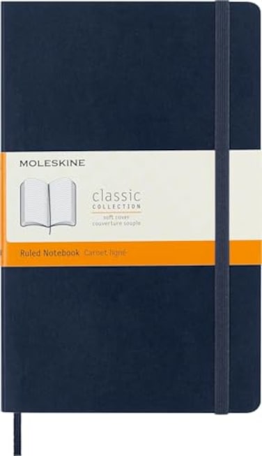 Moleskine Classic Notebook Soft Cover Large 5 x 825 RuledLined Sapphire Blue 192 Pages