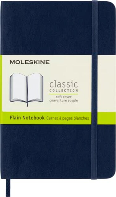 Moleskine Classic Notebook Soft Cover Pocket 35 x 55 PlainBlank Sapphire Blue 192 Pages