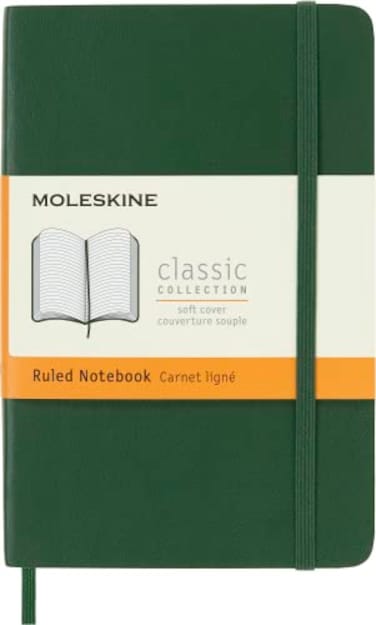 Moleskine Classic Notebook Soft Cover Pocket 35 x 55 RuledLined Myrtle Green 192 Pages