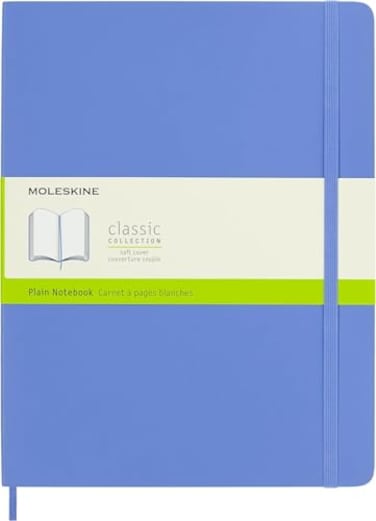 Moleskine Classic Notebook Soft Cover XL 75 x 95 PlainBlank Hydrangea Blue 192 Pages