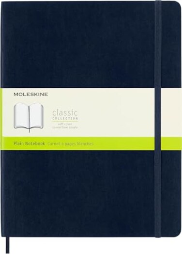 Moleskine Classic Notebook Soft Cover XL 75 x 95 PlainBlank Sapphire Blue 192 Pages