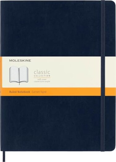 Moleskine Classic Notebook Soft Cover XL 75 x 95 RuledLined Sapphire Blue 192 Pages