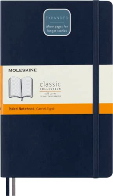 Moleskine Classic Expanded Notebook Soft Cover Large 5 x 825 RuledLined Sapphire Blue 400 Pages red