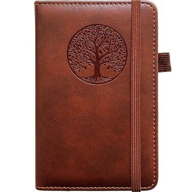 BIYUNRO Small Pocket Notebook Leather Journal Mini Brown