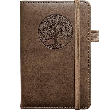 BIYUNRO Small Pocket Notebook Leather Journal Mini Wood