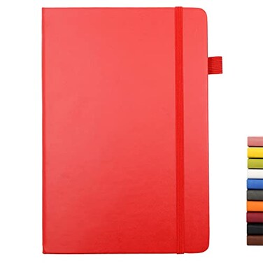 Deziliao Lined Journal Notebooks with Pen Loop Hardcover Notebook Journal for Work 100Gsm Premium Thick Paper with Inner Pocket Medium 57x84 bright Red Ruled 1 Pack