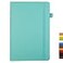 Deziliao Lined Journal Notebooks with Pen Loop Hardcover Notebook Journal for Work 100Gsm Premium Thick Paper with Inner Pocket Medium 57x84 Cyan Ruled