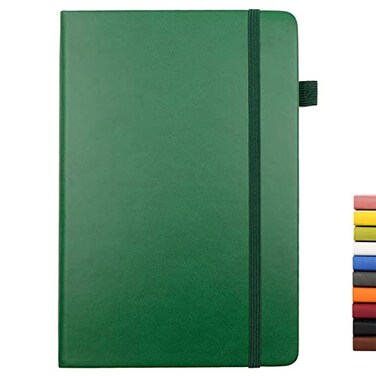 Deziliao Lined Journal Notebooks with Pen Loop Hardcover Notebook Journal for Work 100Gsm Premium Thick Paper with Inner Pocket Medium 57x84 DarkGreen Ruled