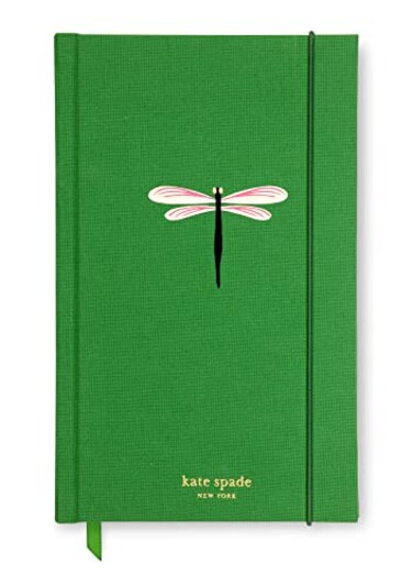 kate spade new york Take Note Large Notebook Journal Green Cloth Hardcover Journal Diary Includes 168 Lined Pages Dragonfly Flight