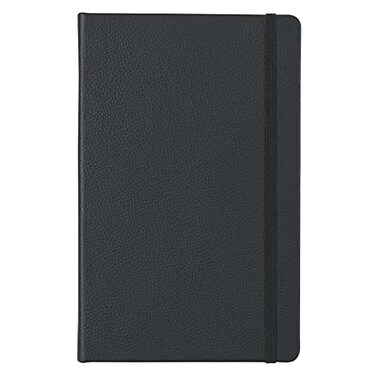 Leatherpress Leather Notebook Writing Journal FullGrain Leather Narrow Ruled Paper Notebooks for Work School Midnight Black 84 x 54