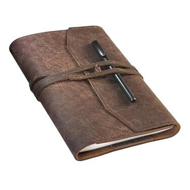 CooLeathor Refillable Leather Journal Writing Notebook Handmade Leather Journal for Men A5 Diary Cover Refillable Sketchbook to Drawing Large 6x8 Dark Brown