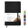 Wiisdatek Notebook Journal Lined Leather Hard Cover100Gsm Thick Paper with Inner Pocket for Writing Note Taking Office School5825Black