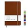 Wiisdatek Notebook Journal Lined Leather Hard Cover100Gsm Thick Paper with Inner Pocket for Writing Note Taking Office School5825Brown