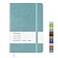 Wiisdatek Notebook Journal Lined Leather Hard Cover100Gsm Thick Paper with Inner Pocket for Writing Note Taking Office School5825Light blue