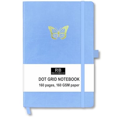 R B RICCO RICCO BELLO Hardcover Dot Grid Journal Blue Butterfly 57x84
