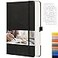 EMSHOI Dotted Notebook 256 Pages A5 Dotted Grid Journal Notebook120gsm Thick Paper16 Perforated Pages Smooth PU Leather Inner Pocket575 838Black