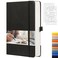EMSHOI Dotted Notebook 256 Pages A5 Dotted Grid Journal Notebook120gsm Thick Paper16 Perforated Pages Smooth PU Leather Inner Pocket575 838Black