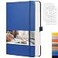 EMSHOI Dotted Journal Notebook 256 Pages 120 GSM Thick Paper A5 Small 575x838 PU Leather Hardcover 5mm Dot Grid Notebook for Journaling Planning Drawing Writing Blue