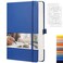 EMSHOI Dotted Journal Notebook 256 Pages 120 GSM Thick Paper A5 Small 575x838 PU Leather Hardcover 5mm Dot Grid Notebook for Journaling Planning Drawing Writing Blue