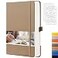 EMSHOI Dotted Journal Notebook 256 Pages 120 GSM Thick Paper A5 Small 575x838 PU Leather Hardcover 5mm Dot Grid Notebook for Journaling Planning Drawing Writing Khaki
