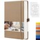 EMSHOI Dotted Journal Notebook 256 Pages 120 GSM Thick Paper A5 Small 575x838 PU Leather Hardcover 5mm Dot Grid Notebook for Journaling Planning Drawing Writing Khaki
