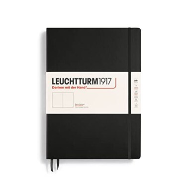 LEUCHTTURM1917 Notebook Hardcover Master Classic A4 235 Numbered Pages for Writing and Journaling Black Plain