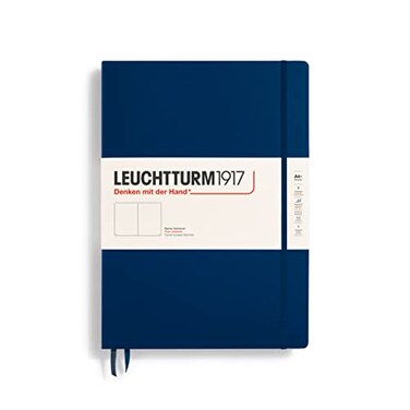 LEUCHTTURM1917 Notebook Hardcover Master Classic A4 235 Numbered Pages for Writing and Journaling Navy Plain
