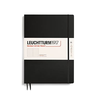 LEUCHTTURM1917 Notebook Hardcover Master Slim A4 123 Numbered Pages for Writing and Journaling Black Dotted