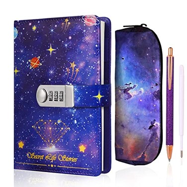 JiaoJiRen Diary with LockA5 Locking Journal Pu Leather Refillable Writing Notebook with Locking Combination Password Personal Diary with PenGift Box Secret Lock Journals for Girls Children Adults MenW