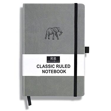 R B RICCO RICCO BELLO Lined Journal Notebook Faux Leather Hardcover Elephant