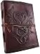 AzureGreen DOUBLE DRAGON Blank Page BOOK Handcrafted Leather Writing Unlined 5 x 7 JOURNAL MEDIUM Large Brown 8x6