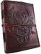 AzureGreen DOUBLE DRAGON Blank Page BOOK Handcrafted Leather Writing Unlined 5 x 7 JOURNAL MEDIUM Large Brown 8x6