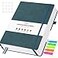 OFFIGIFT Graph Paper Notebook 312 Numbered Pages A5 Hardcover Leather Journal 100gsm No Bleed Grid Paper Notebook with Index Pages Grid Notebook for Graphing Notes Math 575 x 838 Grey Blue