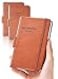 AISBUGUR Pocket Notebook Small Notebook 2Pack 37 x 57 Pocket Notebooks Hardcover with Thick Lined Paper Inner Pockets Cover Letter Embossing Design Mini Journal Notepad Brown Leather