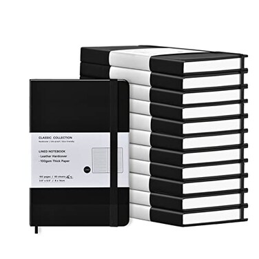 Coopay 12 Pack Pocket Notebook Journals Bulk 35 x 55 160 Lined Pages A6 Mini Notepad Hardcover leather Journal with 100GSM Thick Paper Small Notebooks for Writing Work Men Women Black