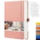 EMSHOI A5 Dotted Notebook Hardcover Leather Journal 256 Pages 120gsm Thick Paper A5 Journal 575x838 16 Perforated Pages Inner Pocket Durable Dot Grid Notebook for Bullet Journaling Pink