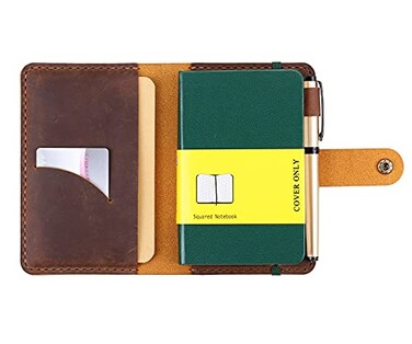 Fasjosma Leather Journal Cover for 35x55 Hardcover Notebook Rustic Handmade Leather Notebook Cover Compatible with Moleskine PocketSized Hardcover Notebook Brown
