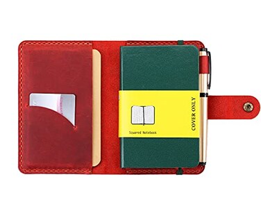 Fasjosma Leather Journal Cover for 35x55 Hardcover Notebook Rustic Handmade Leather Notebook Cover Compatible with Moleskine PocketSized Hardcover Notebook Wine