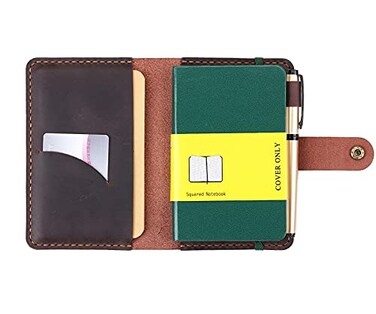 Fasjosma Leather Journal Cover for 35x55 Hardcover Notebook Rustic Handmade Leather Notebook Cover Compatible with Moleskine PocketSized Hardcover Notebook Coffee