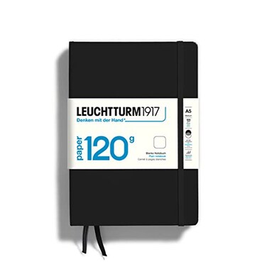 LEUCHTTURM1917 120G Special Edition Medium A5 Plain Hardcover Notebook Black 203 Numbered Pages with 120gsm Paper