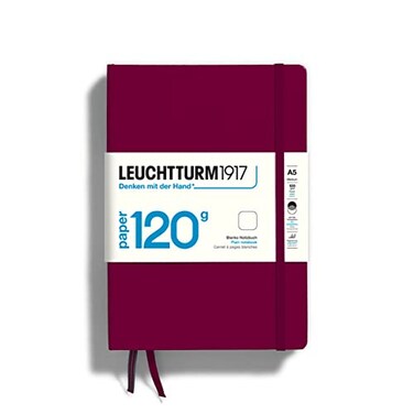 LEUCHTTURM1917 120G Special Edition Medium A5 Plain Hardcover Notebook Port Red 203 Numbered Pages with 120gsm Paper