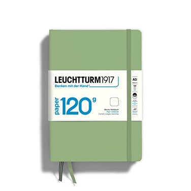 LEUCHTTURM1917 120G Special Edition Medium A5 Plain Hardcover Notebook Sage 203 Numbered Pages with 120gsm Paper