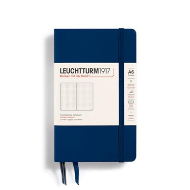 LEUCHTTURM1917 Notebook Hardcover Pocket A6187 Numbered Pages for Writing and Journaling Navy Dotted