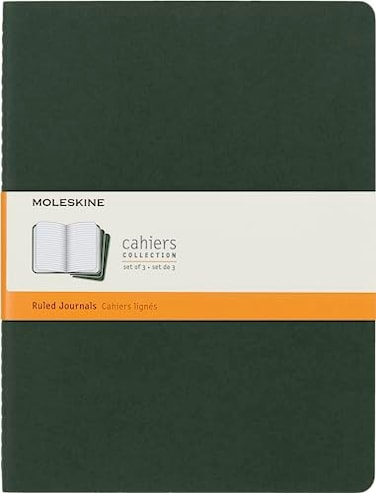 Moleskine Cahier Journal Soft Cover Large 5 x 825 RuledLined Black 80 Pages Set of 3