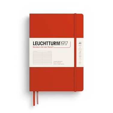 LEUCHTTURM1917 Notebook Hardcover Medium A5251 Numbered Pages for Writing and Journaling Fox Red Ruled