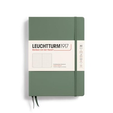 LEUCHTTURM1917 Notebook Hardcover Medium A5251 Numbered Pages for Writing and Journaling Olive Dotted