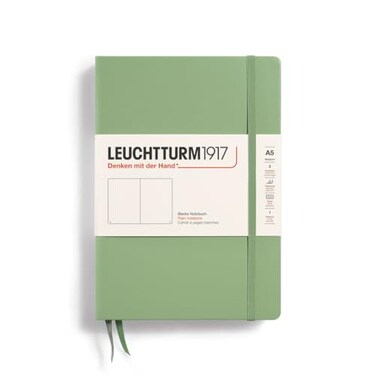 LEUCHTTURM1917 Notebook Hardcover Medium A5251 Numbered Pages for Writing and Journaling Sage Plain