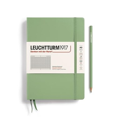 LEUCHTTURM1917 Notebook Hardcover Medium A5251 Numbered Pages for Writing and Journaling Sage Squared